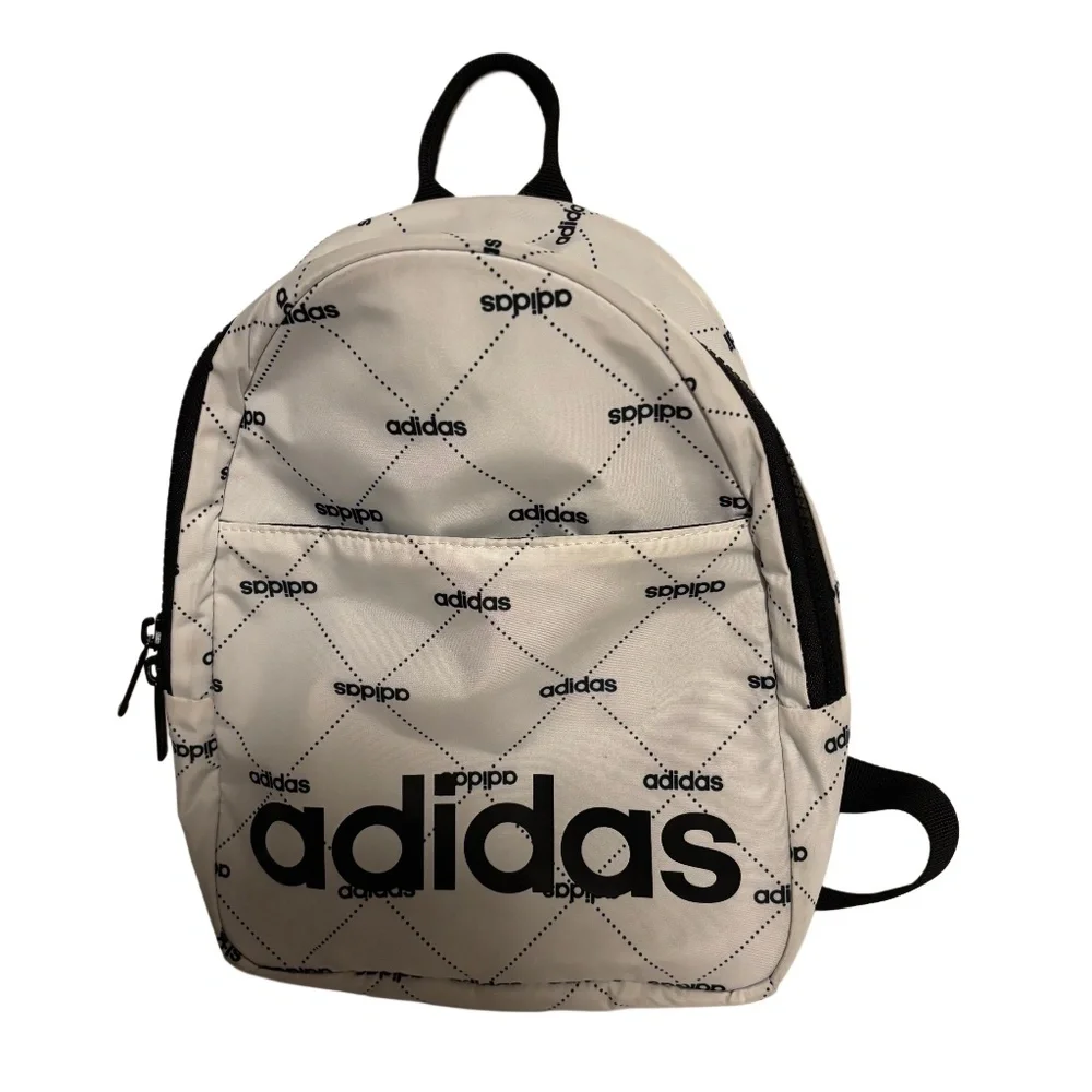 Unisex Adidas Core Padded Mini Backpack in White Black - Picture 1 of 4